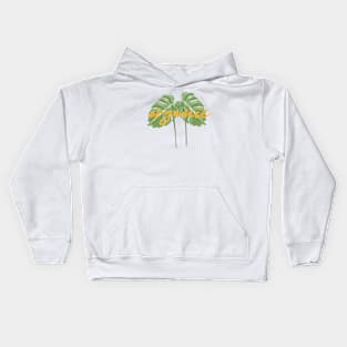 Organic Green Look Monstera Leaves Kids Hoodie